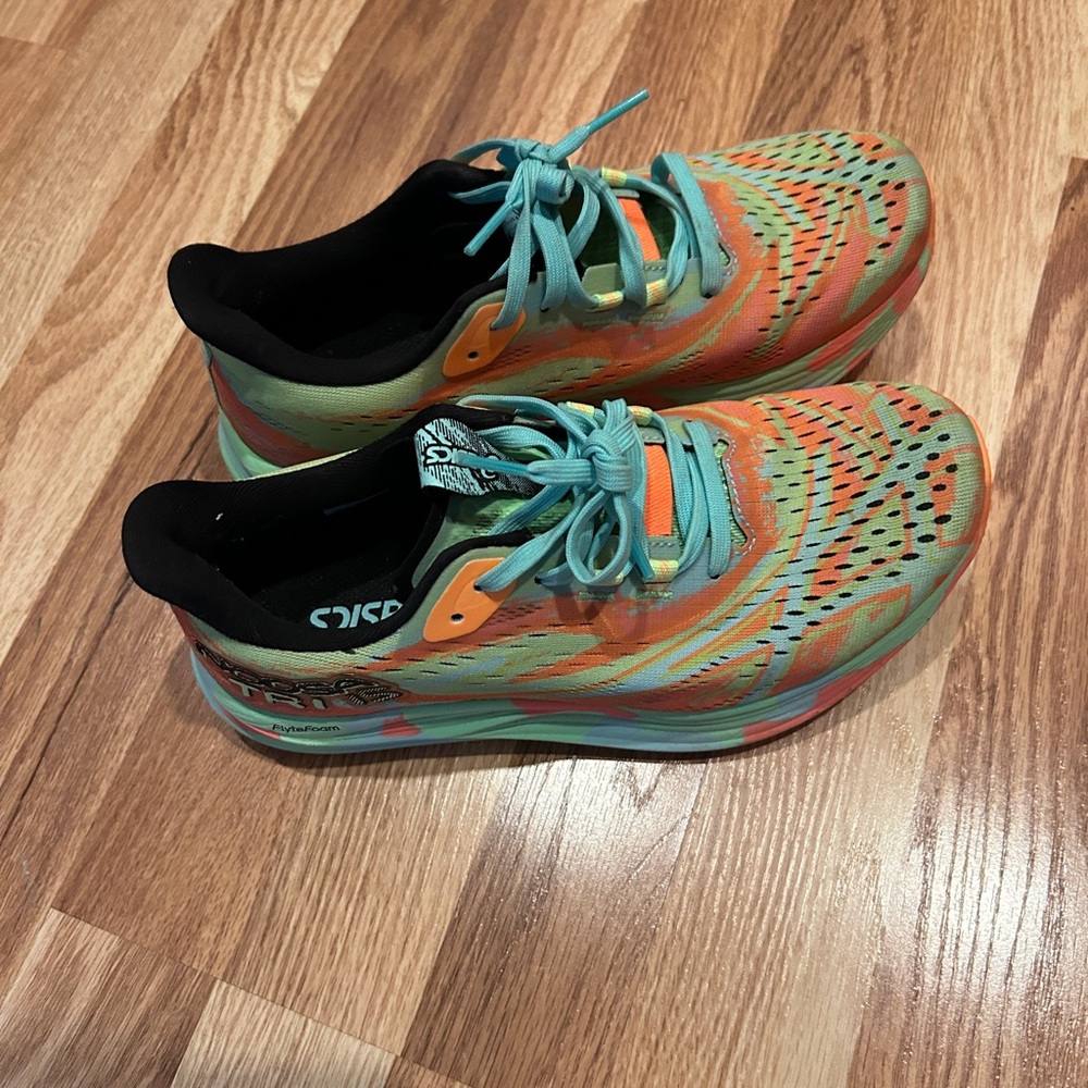 ASICS Vibrant Athletic Sneakers - Green and Orange